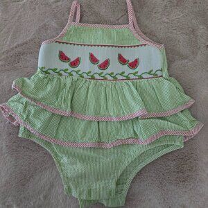 Velani Classics Seersucker Smocked Watermelon Bubble